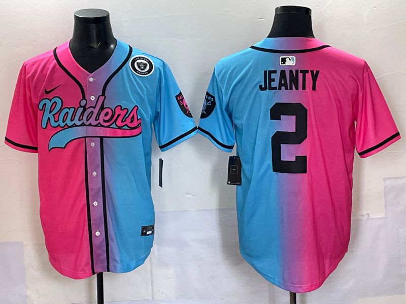 Men 2025 Oakland Raiders #2 Jeanty Blue pink Nike Limited NFL Jersey 008